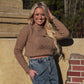 Cutout Knitted Sweater in Camel
