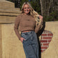 Cutout Knitted Sweater in Camel