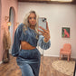 Round Neck Dropped Shoulder Two Piece Set