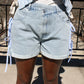 Denim Shorts with Gingham Side Ties