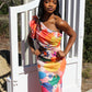 Asymmetrical Floral Maxi Dress