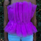 Strapless Iris Purple Pleated Tulle Top