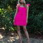 Hot Pink Strapless Tiered Ruffle Mini Dress